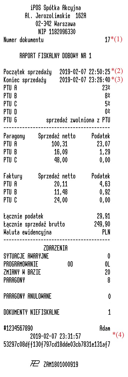 Raport dobowy w kasoterminalach iPOS
