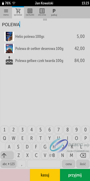 Sprzedaż na kasoterminalu iPOS