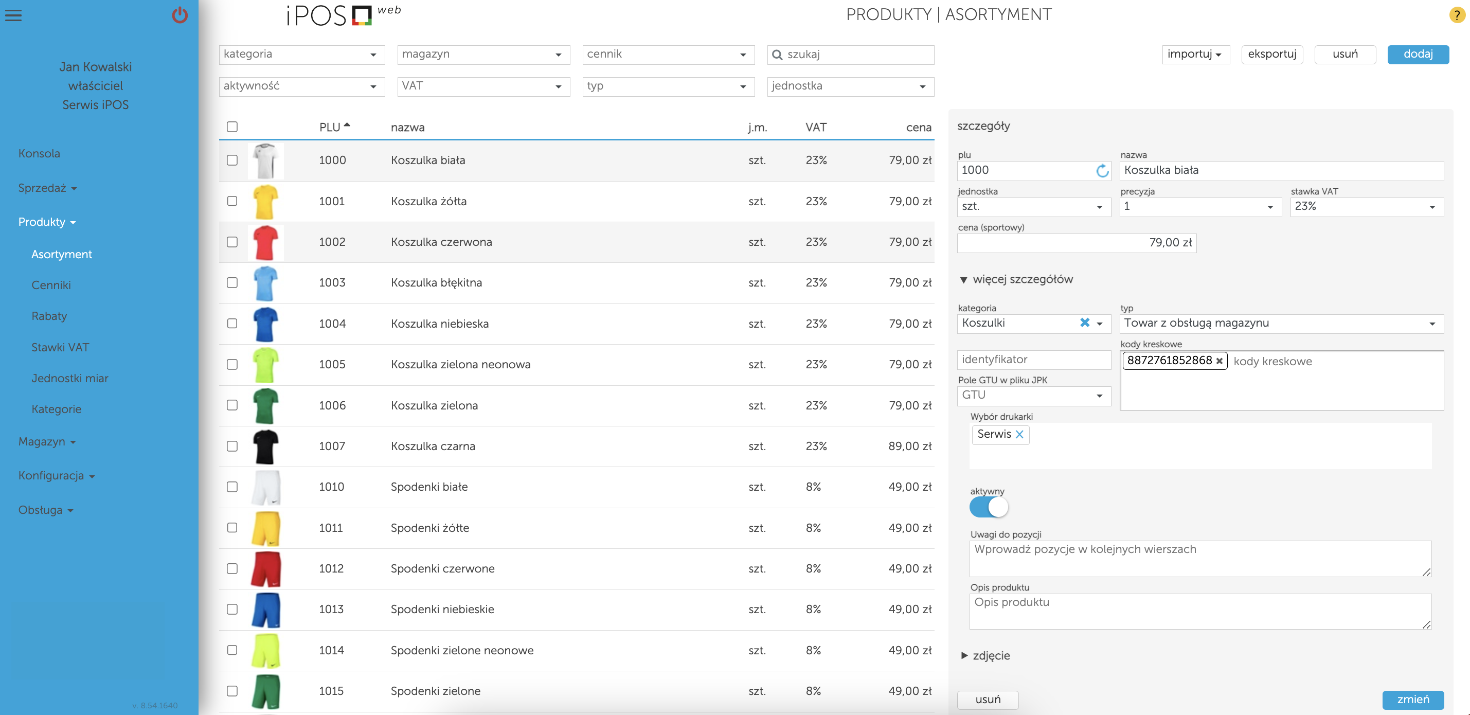 iPOSweb dodawanie asortymentu