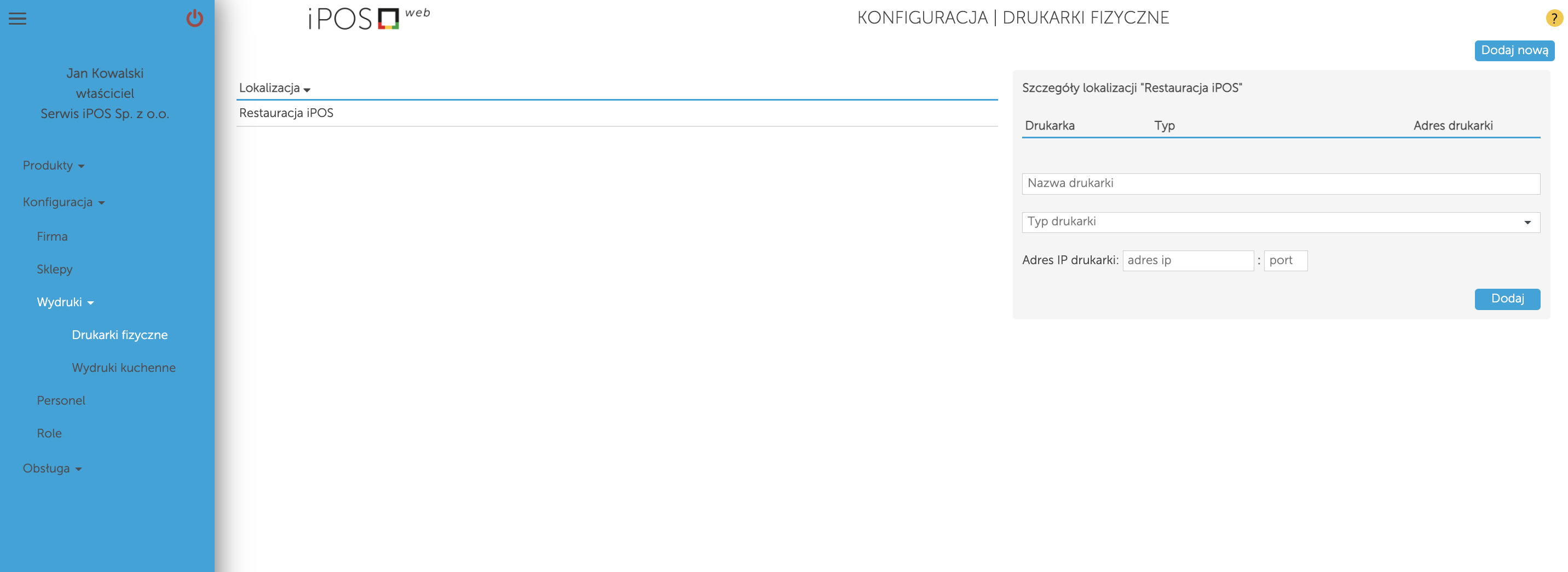 Kasoterminal iPOS konfiguracja drukarki