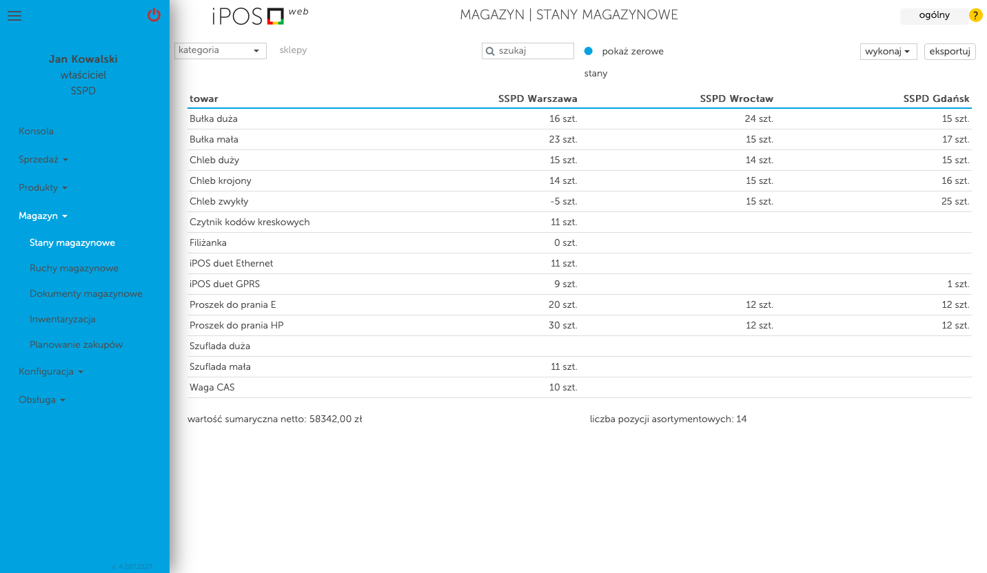 Zarządzanie magazynem w kasoterminalach iPOS