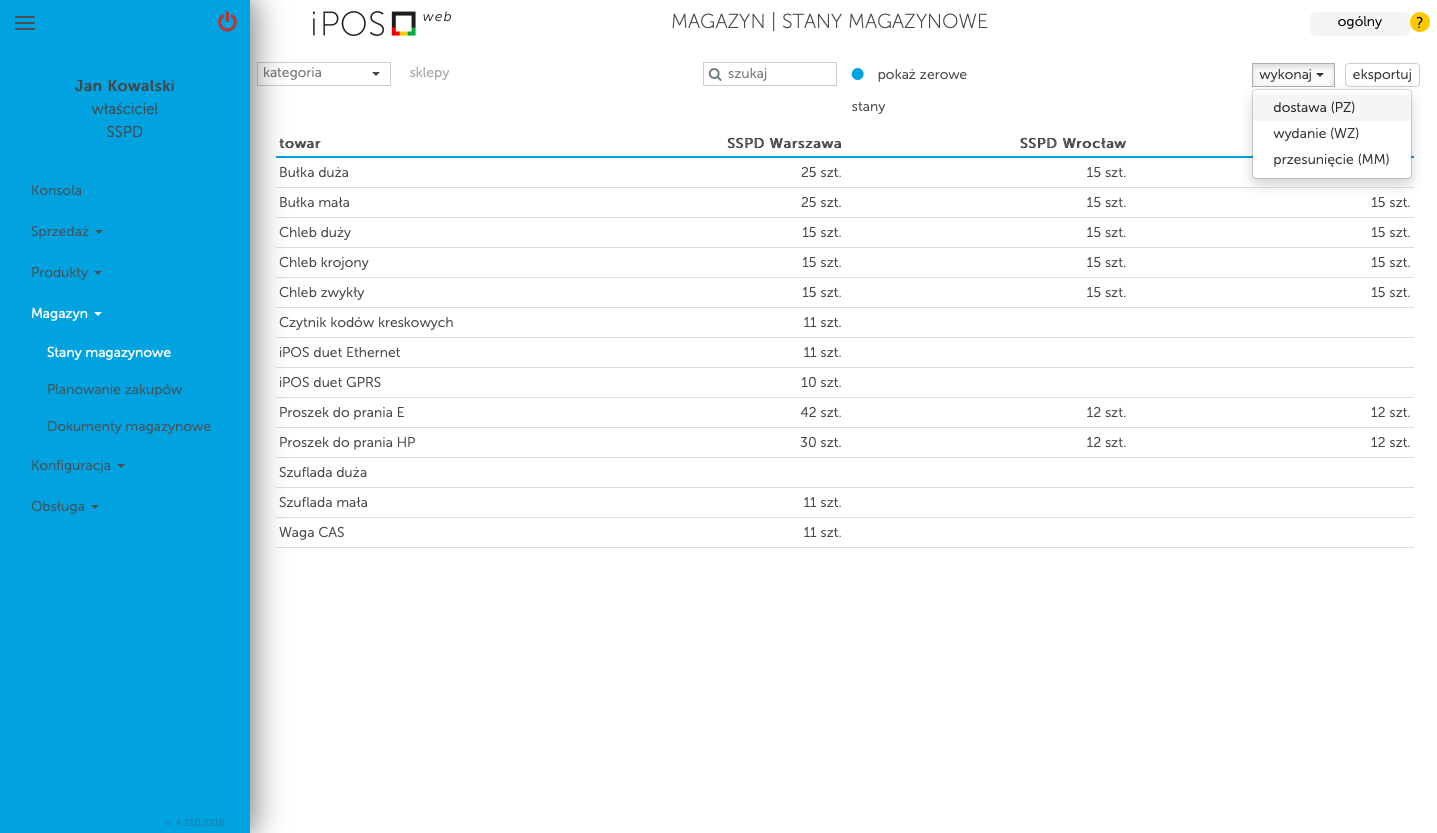 Zarządzanie magazynem w kasoterminalach iPOS