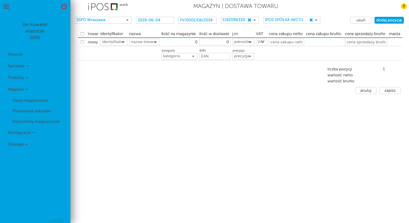 Zarządzanie magazynem w kasoterminalach iPOS