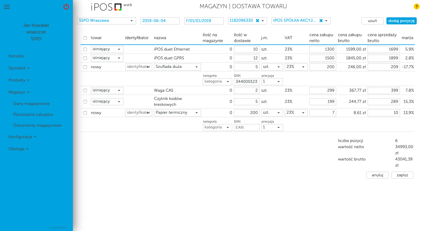 Zarządzanie magazynem w kasoterminalach iPOS