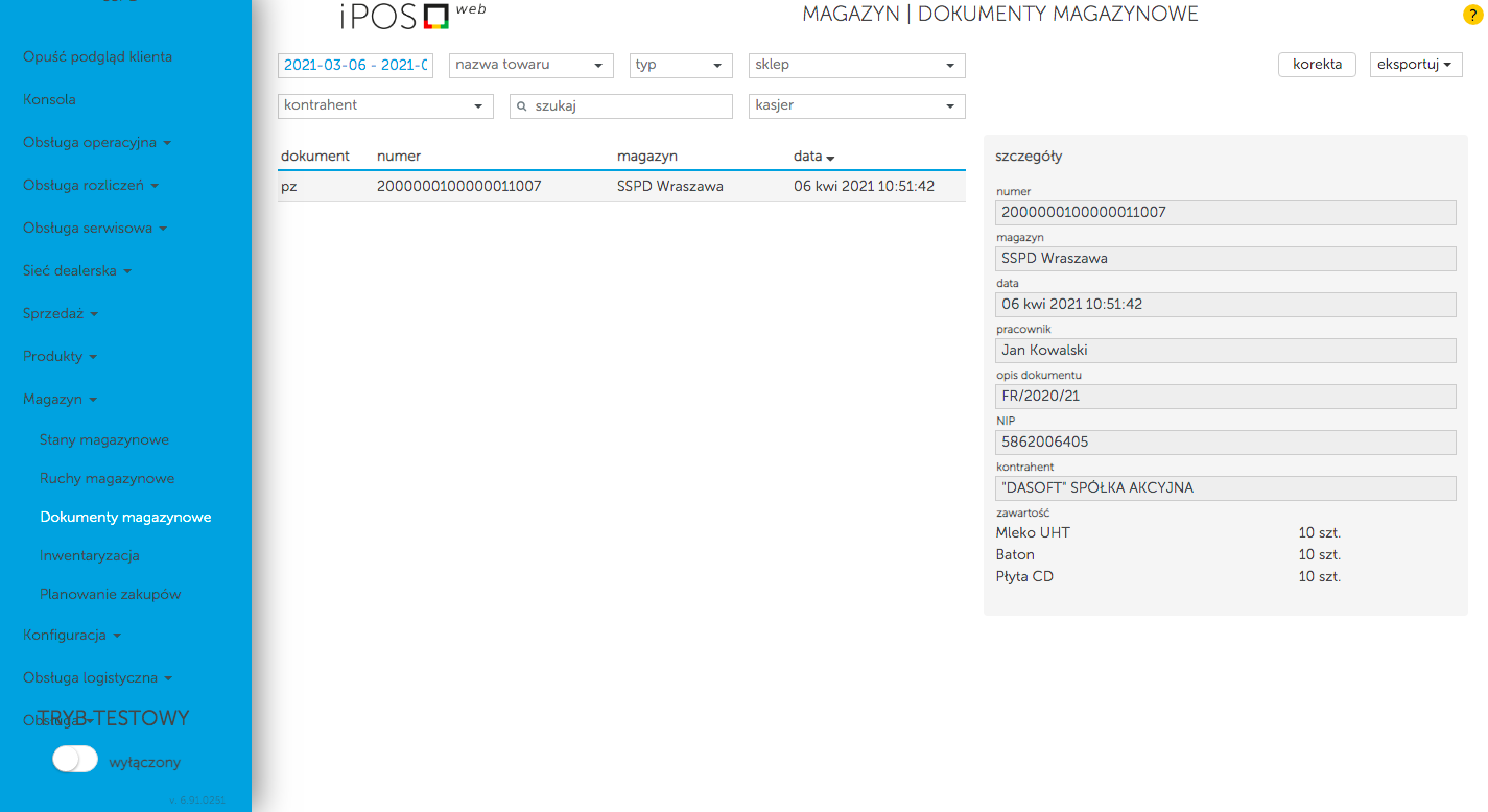 Zarządzanie magazynem w kasoterminalach iPOS