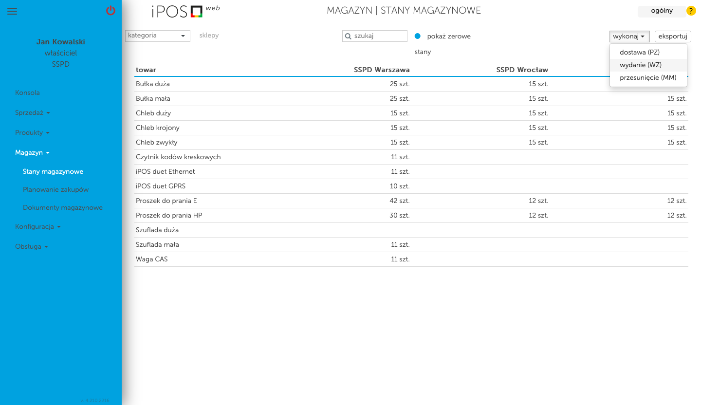 Zarządzanie magazynem w kasoterminalach iPOS