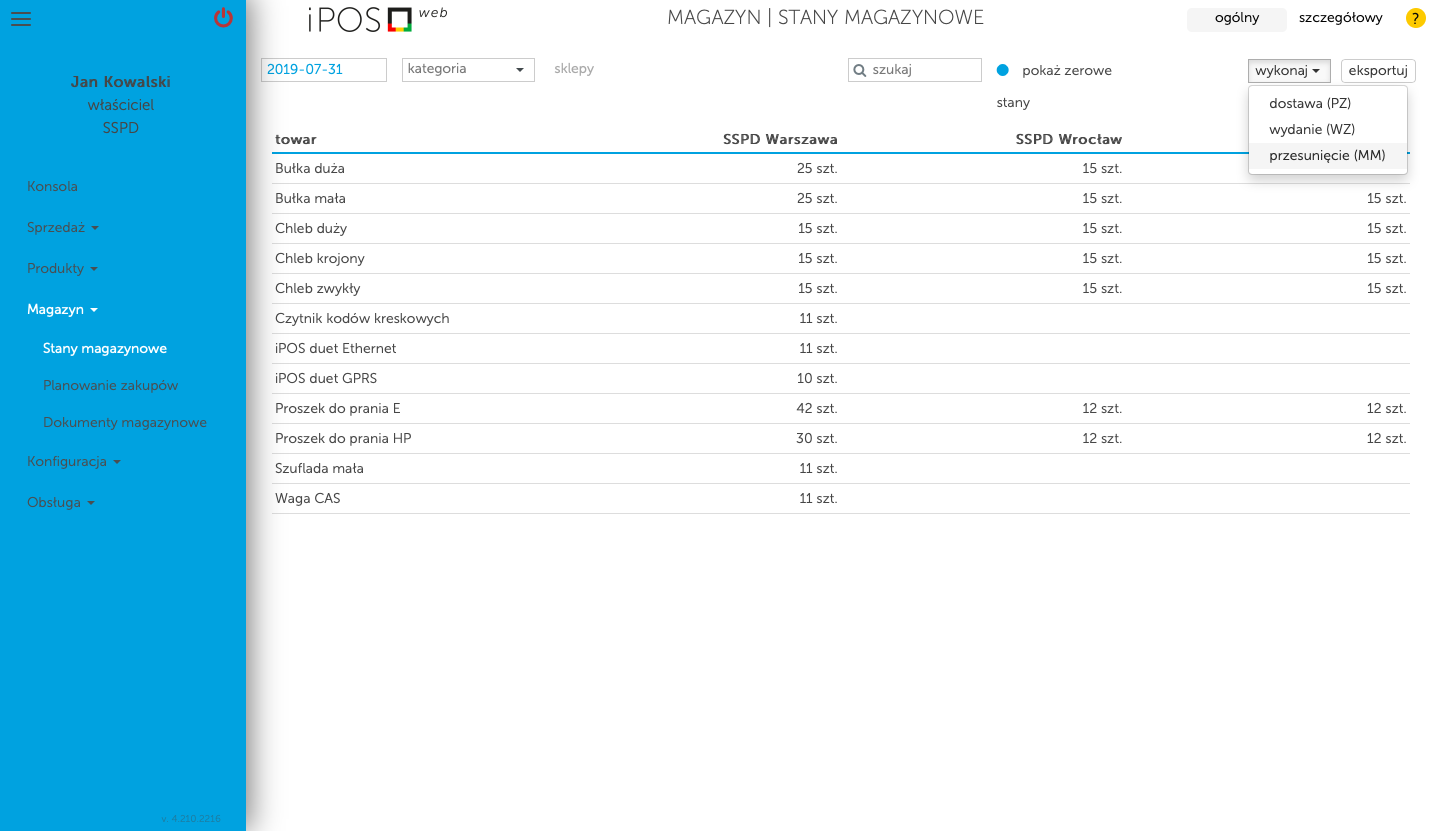 Zarządzanie magazynem w kasoterminalach iPOS