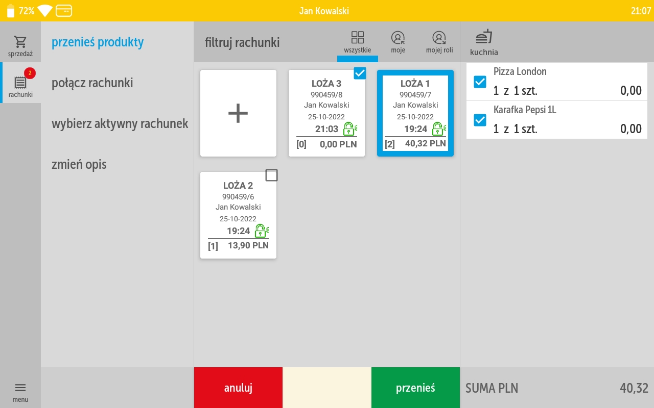 Obsługa wielu rachunków w kasoterminalach iPOS