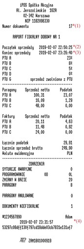 Raport dobowy w kasoterminalu iPOS